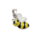 Vedhæng 9x11mm Bee gul-sort-hvid emaljeret sølv 925