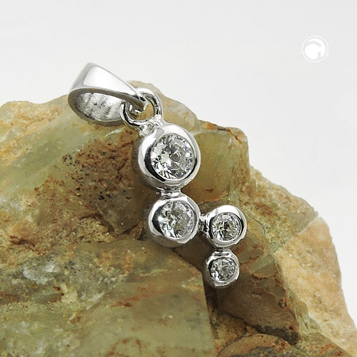 Vedhæng 12x6mm zirkoniaer Skinnende rhodiumbelagt sølv 925