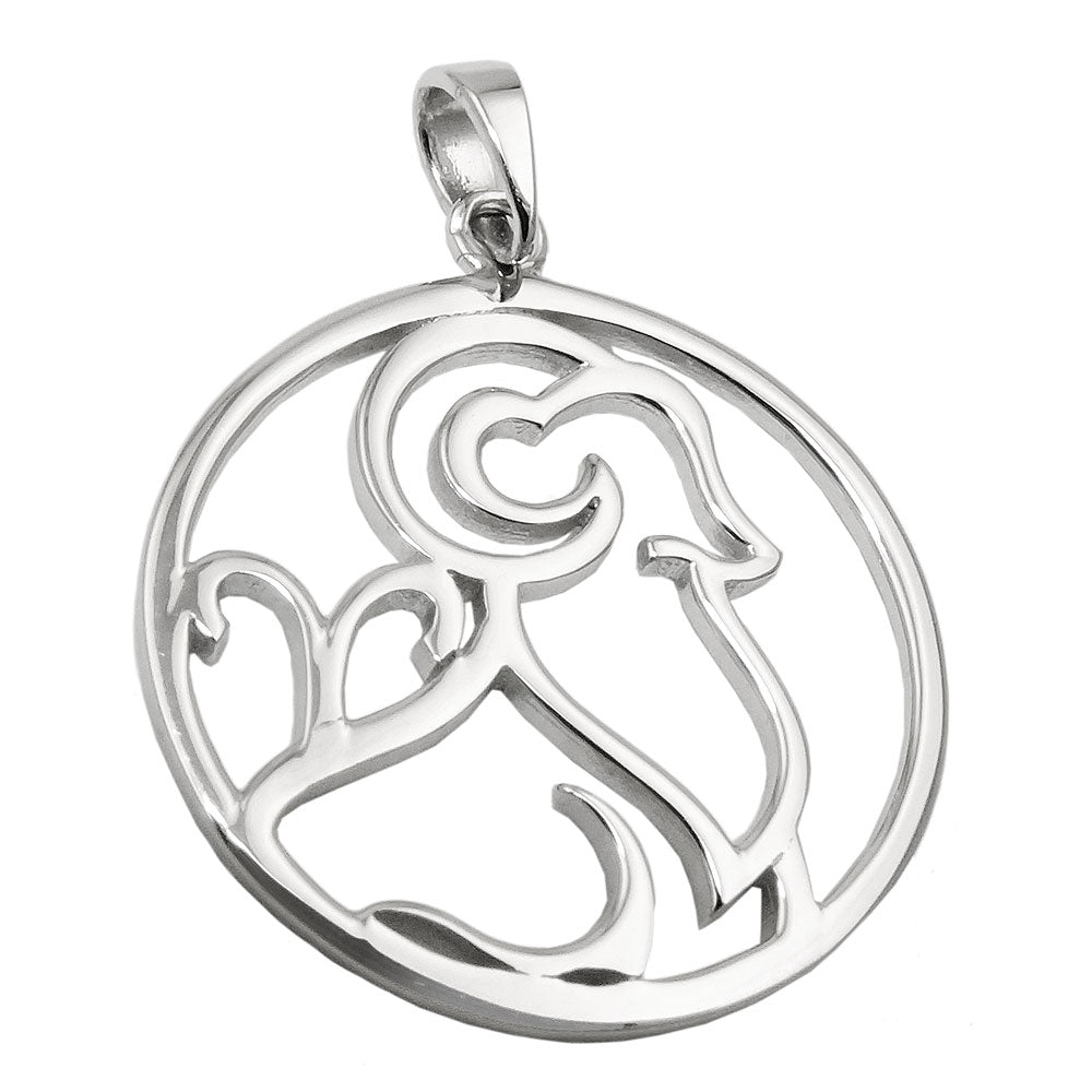 Vedhæng 21mm Zodiac Vædder Skinnende Rhodium belagt sølv 925