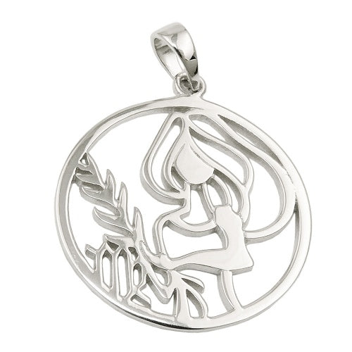 Vedhæng 21mm Zodiac Virgo Skinnende Rhodium Sølvbelagt 925