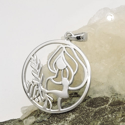 Vedhæng 21mm Zodiac Virgo Skinnende Rhodium Sølvbelagt 925