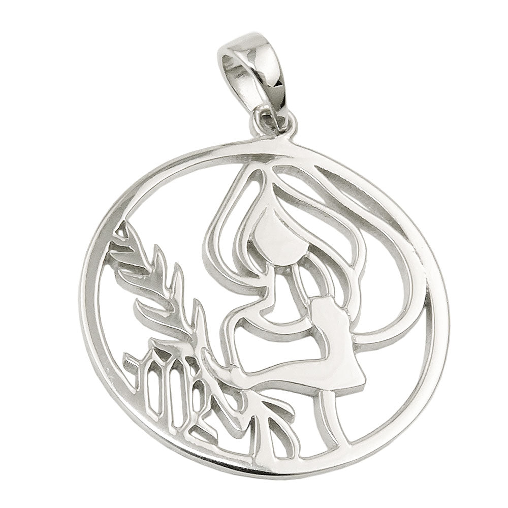 Vedhæng 21mm Zodiac Virgo Skinnende Rhodium Sølvbelagt 925