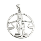 Vedhæng 21mm Zodiac Libra Skinnende Rhodium belagt sølv 925