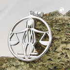Vedhæng 21mm Zodiac Libra Skinnende Rhodium belagt sølv 925