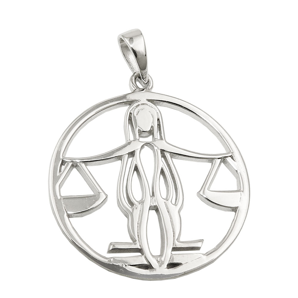 Vedhæng 21mm Zodiac Libra Skinnende Rhodium belagt sølv 925