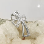 Vedhæng 20x14 mm kors med zirkoniaer af rhodium belagt sølv 925