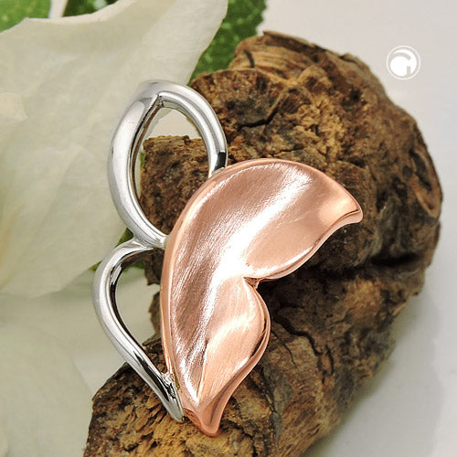 Vedhæng 23x22mm butterfly bicolor, rød guldbelagt rhodium, sølv 925