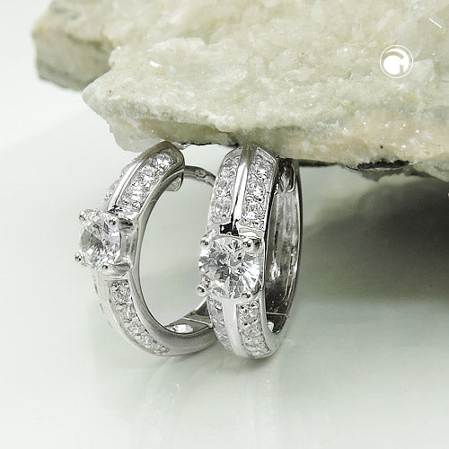 Ramme 15x4mm hængsel Mange kubiske zirkoniaer skinnende rhodiumbelagt sølv 925