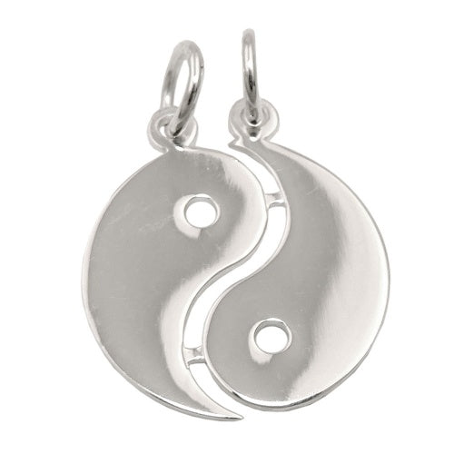 Vedhæng 18mm Dobbelt Yin-Yang Skinnende Sølv 925