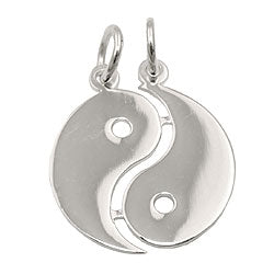 Vedhæng 18mm Dobbelt Yin-Yang Skinnende Sølv 925