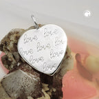 Vedhæng 19x18mm Hjerteprægede -kærlighed- Skinnende Sølv 925