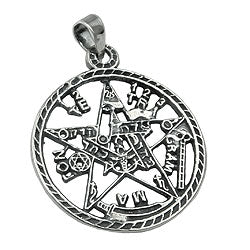 Vedhæng 21mm Pentagram Amulet Slebet Sølv 925