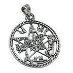 Vedhæng 21mm Pentagram Amulet Slebet Sølv 925