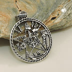 Vedhæng 21mm Pentagram Amulet Slebet Sølv 925