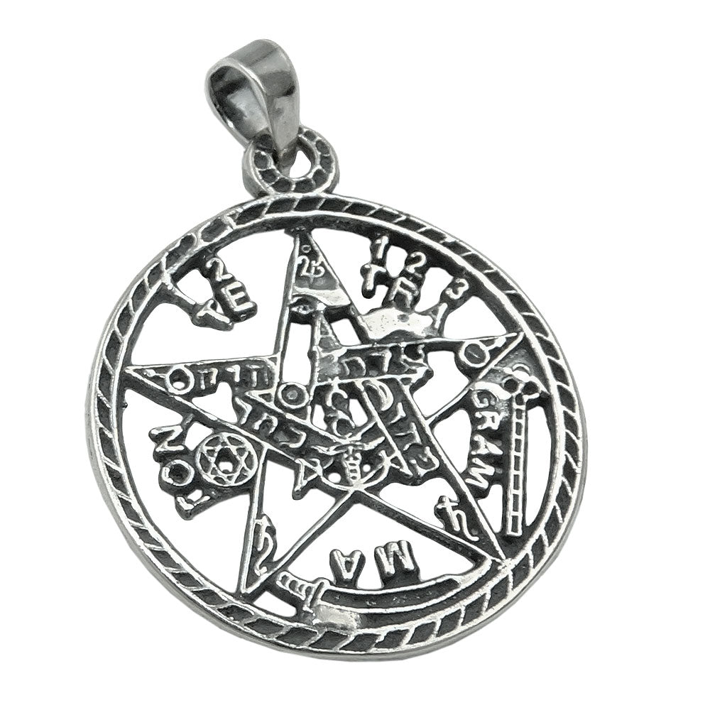 Vedhæng 21mm Pentagram Amulet Slebet Sølv 925