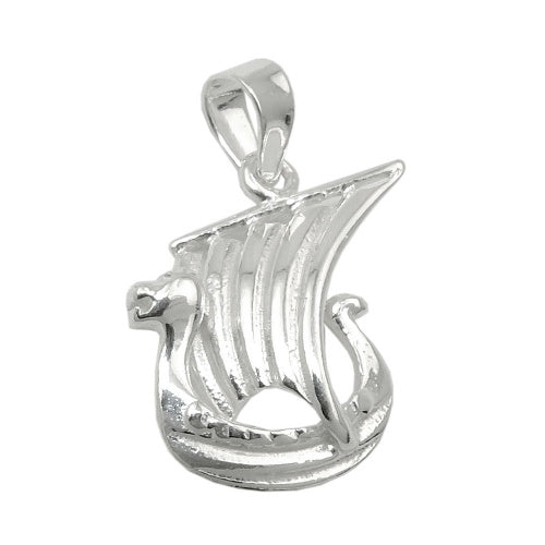 Vedhæng 17x11mm Lille vikingeskib Shiny Silver 925