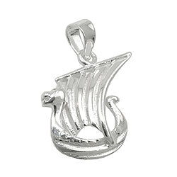 Vedhæng 17x11mm Lille vikingeskib Shiny Silver 925