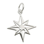 Pendel 14mm Star Wind Rose Shiny Silver 925