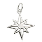 Pendel 14mm Star Wind Rose Shiny Silver 925