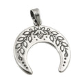 Vedhæng 17x18mm halvmåne med blomster skærpet sølv 925