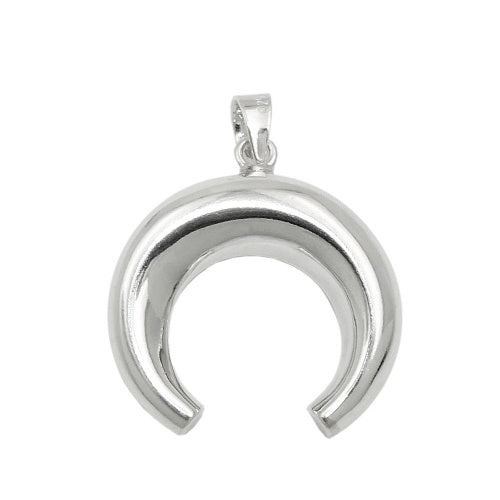 Vedhæng 17x19mm halvmåne-kuppel Skinnende sølv 925