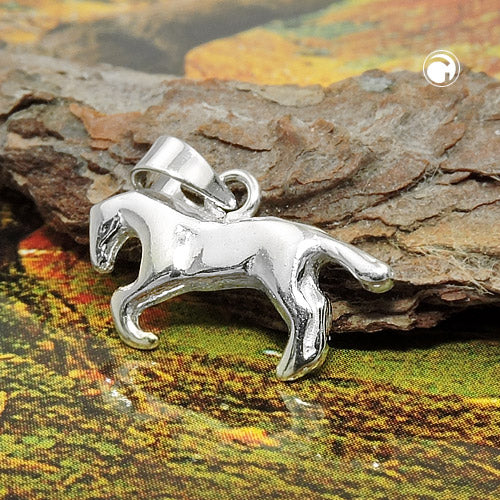 Vedhæng 9x17mm Hest Lille skinnende sølv 925