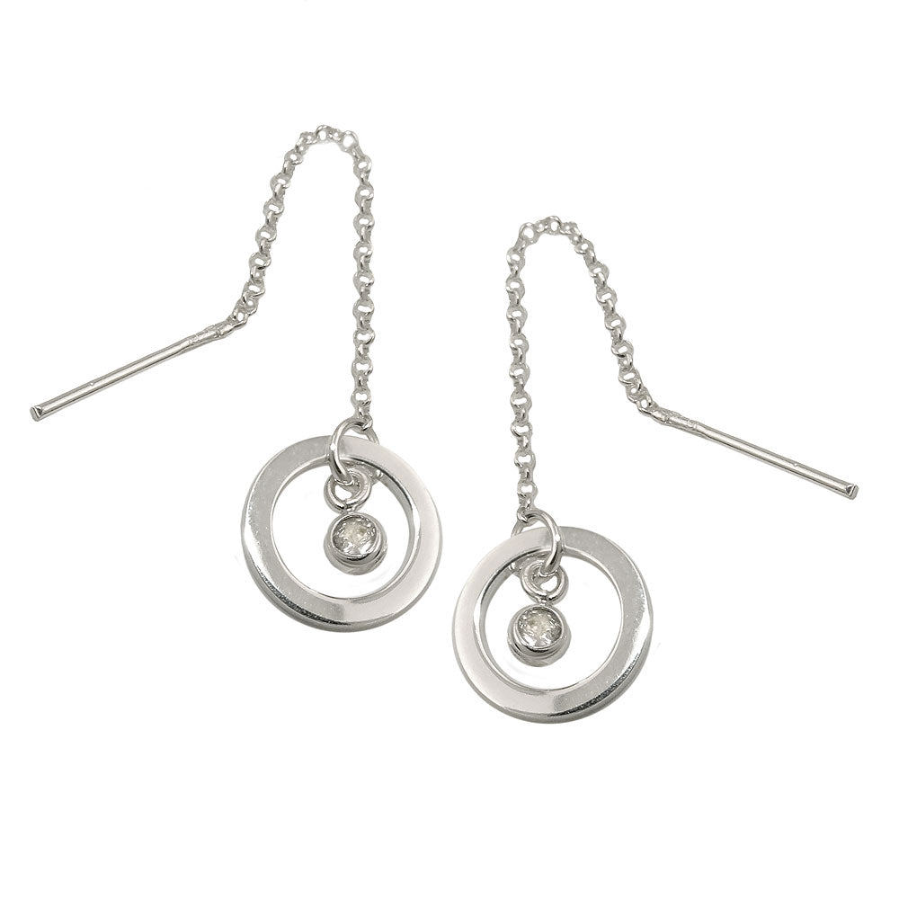 Pull-through øreringeringe 65x11mm ring med Cubic Zirconia Silver 925