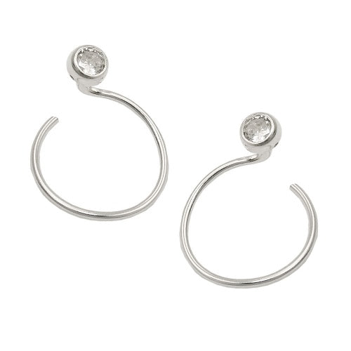 Øreørestik 15mm ørespiral med kubisk zirkonia sølv 925