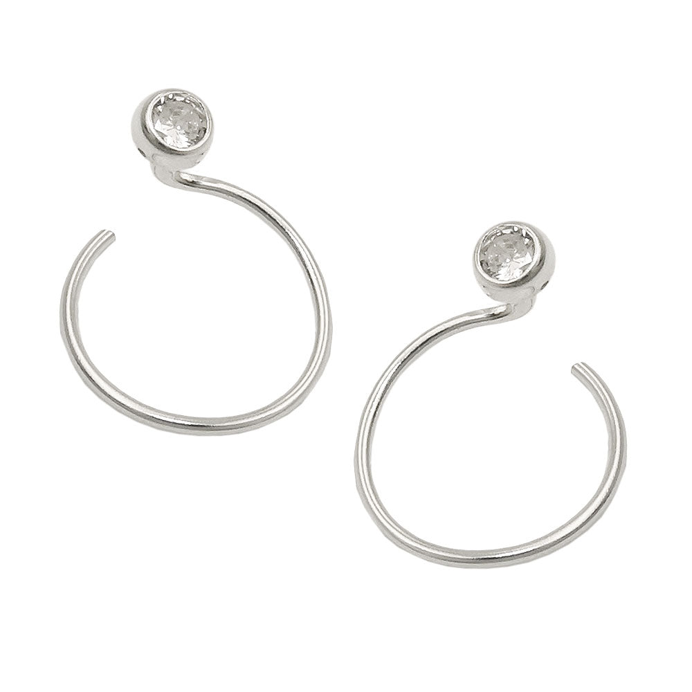 Øreørestik 15mm ørespiral med kubisk zirkonia sølv 925