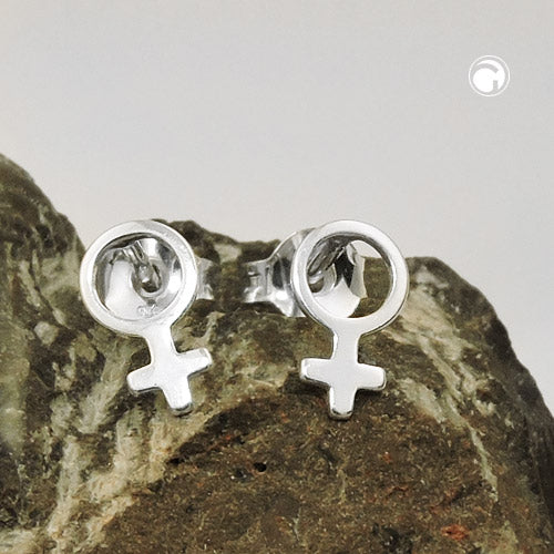 Ørestikker 9x5mm Symbol Femininity Skinnende Sølv 925