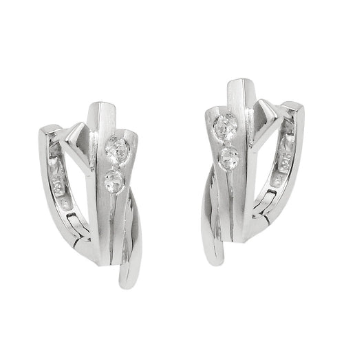 Creole 16x7mm Hængsel Zirconiaer Matt Blank Rhodium Belagt Sølv 925