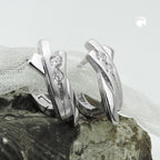 Creole 16x7mm Hængsel Zirconiaer Matt Blank Rhodium Belagt Sølv 925