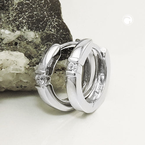 Ramme 13x2mm hængsel zirkonia, skinnende rhodiumbelagt sølv 925