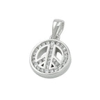 Vedhæng 14,5x12x3mm Fredstegn med kubisk zirkonia rhodiumbelagt sølv 925