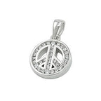 Vedhæng 14,5x12x3mm Fredstegn med kubisk zirkonia rhodiumbelagt sølv 925
