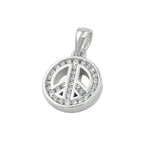 Vedhæng 14,5x12x3mm Fredstegn med kubisk zirkonia rhodiumbelagt sølv 925