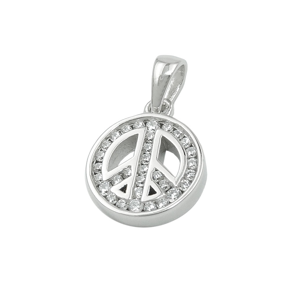 Vedhæng 14,5x12x3mm Fredstegn med kubisk zirkonia rhodiumbelagt sølv 925