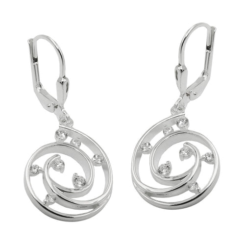 Leverback 32x13mm spiral med Cubic Zirconias Silver 925