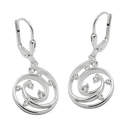 Leverback 32x13mm spiral med Cubic Zirconias Silver 925