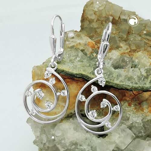 Leverback 32x13mm spiral med Cubic Zirconias Silver 925