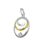 Vedhæng 19x13mm oval bicolor med zirkonia sølv 925