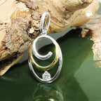 Vedhæng 19x13mm oval bicolor med zirkonia sølv 925
