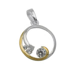 Pendel 12 mm cirkel med spiral bicolor med zirkonier sølv 925