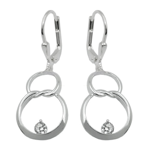 Leverback 36x13mm Double Circle Eight med Zirconia Shiny Silver 925