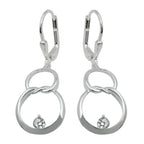 Leverback 36x13mm Double Circle Eight med Zirconia Shiny Silver 925