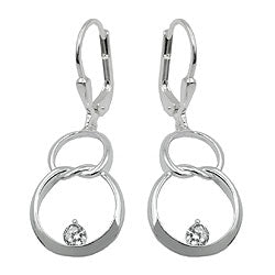 Leverback 36x13mm Double Circle Eight med Zirconia Shiny Silver 925