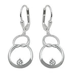 Leverback 36x13mm Double Circle Eight med Zirconia Shiny Silver 925