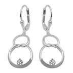 Leverback 36x13mm Double Circle Eight med Zirconia Shiny Silver 925