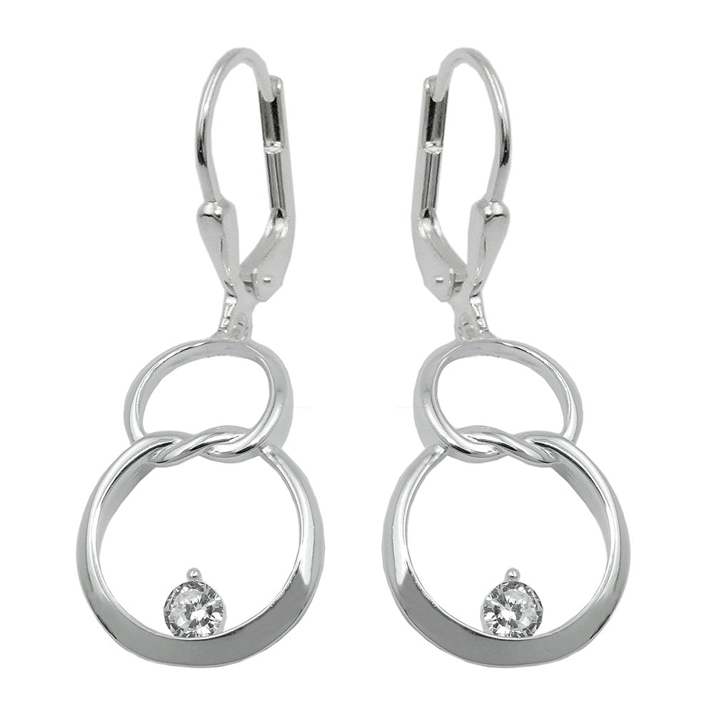 Leverback 36x13mm Double Circle Eight med Zirconia Shiny Silver 925