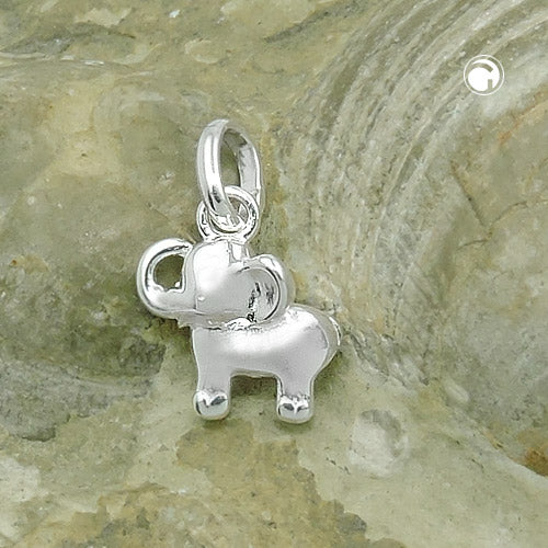 Vedhæng 8x9mm Lille elefant Skinnende Sølv 925